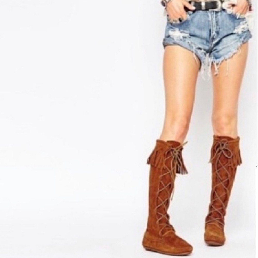 Minnetonka Moccasin Brown Suede Knee High boots